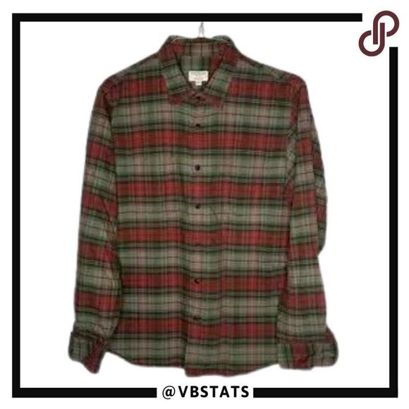 Club Monaco Classic Fit Long Sleeve Orange-Green-Tan Plaid Shirt Size Large - Picture 1 of 7